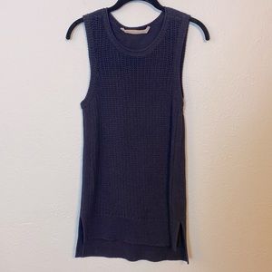 Athleta Womens Size Medium Knit Sweater Tank Top Long Navy Ribbed Athleisure
